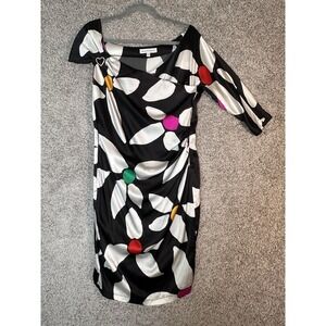 Gai Mattiolo Italy Silk Floral Dress Rhinestone Heart Detail IT 50 / US L